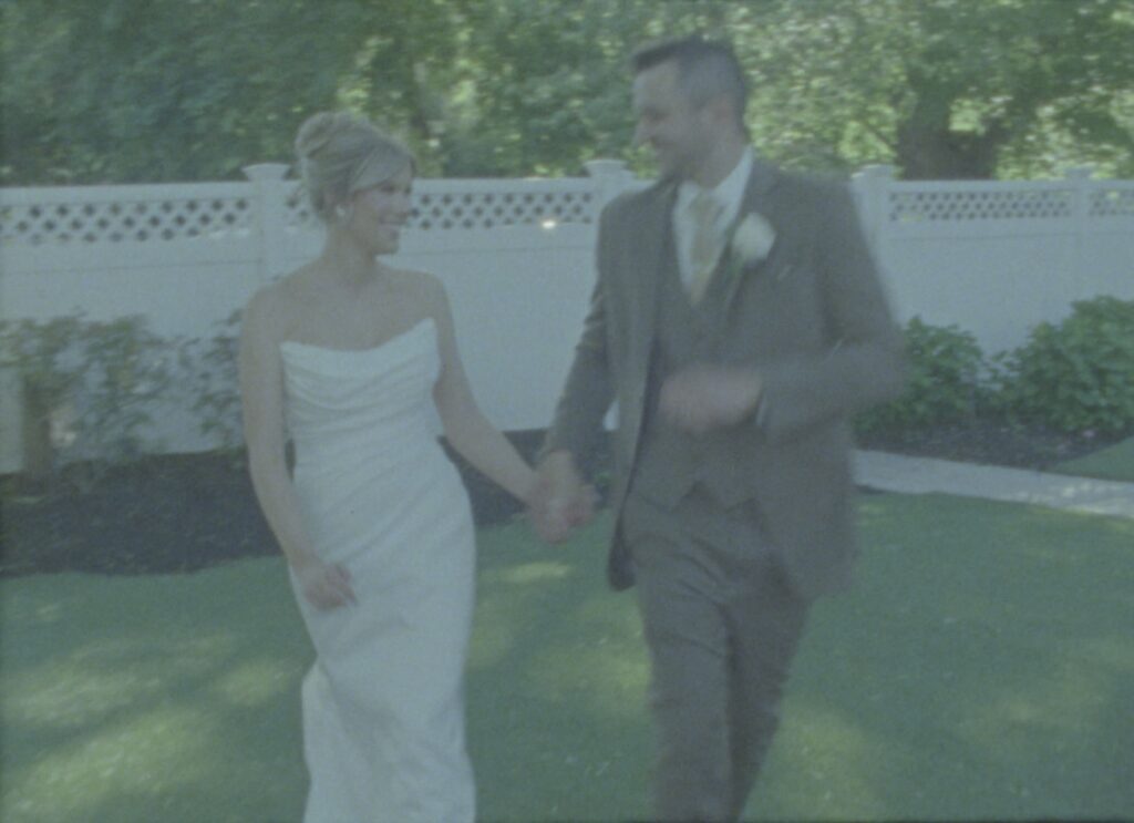 Newly Married Couple frolicking on super 8 film south jersey