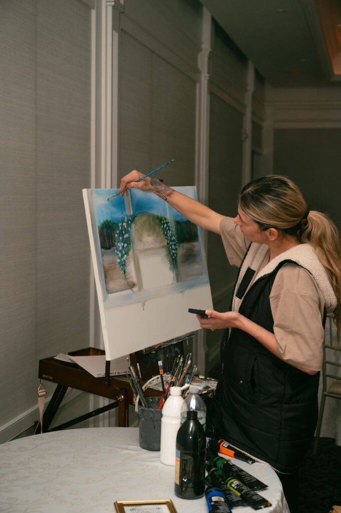 live painter at wedding at the mill lakeside manor in spring lake new jersey